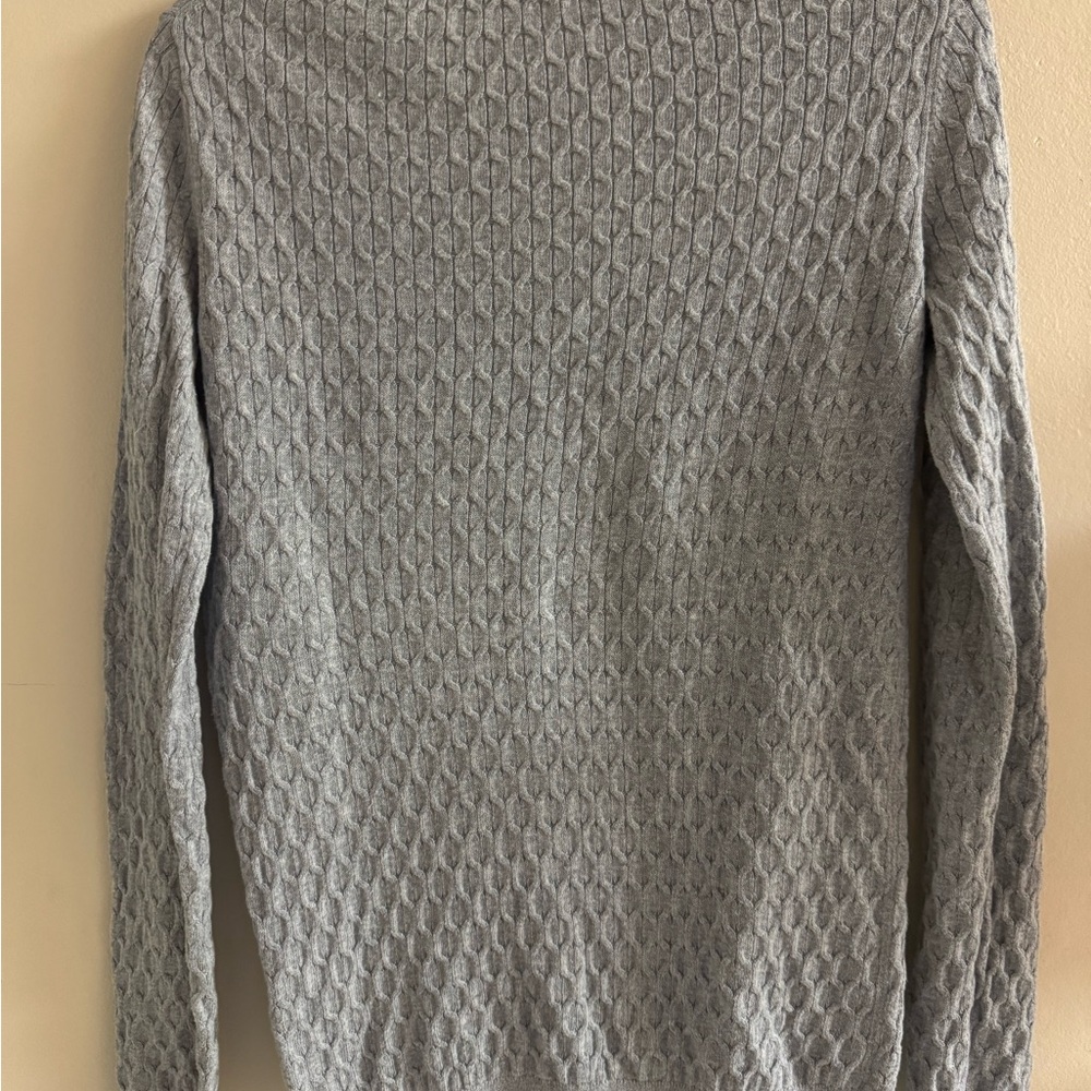 Tommy Hilfiger Gray V-Neck Cable Knit Sweater 99% Cotton - Sz Small - Picture 3 of 7